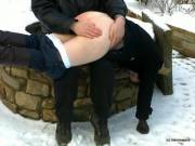 Spanked outside in the snow