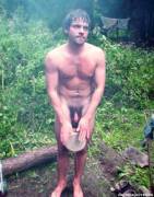 Cute, hippie type guy caught naked in the woods