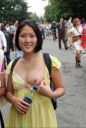 Flashing one on a busy street