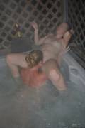 Eating pussy in our hot tub