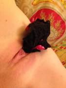 Stuffing panties in her pussy
