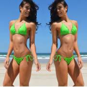 Double green bikini beauty