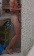 naked guy takes a shower
