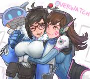 "You're so *warm*!" "H-hey, that tickles!" [Overwatch]