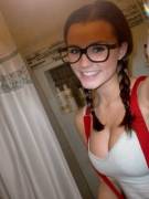 Cute brunette with glasses
