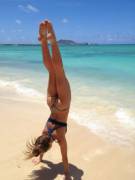 Cheeky handstand on the beach