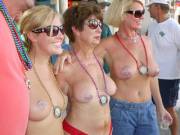 Mom, daughter &amp; grandmother go topless at Fantasy Fest in Key West Florida.