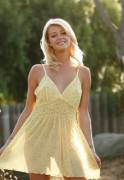 Pretty blonde in a yellow sundress