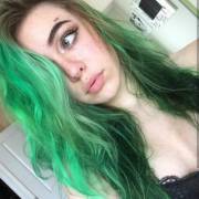 Green hair and freckles