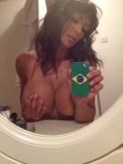 With the WC on - a cute Brazilian with lovely lips