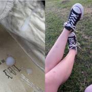 [PROOF] Cum in a girl's sneaker, then catch her wearing it (Sorry for the delay)