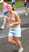 Topless runner