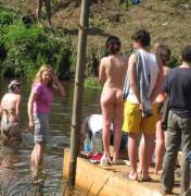 only one naked at the swimming hole