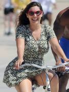 Kelly Brook strap on a bicycle