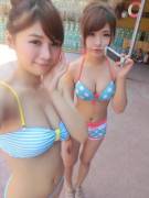 Two Asians at the water park