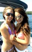 Two brunettes on a boat