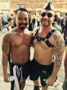 The hubby and I sporting ink and leather at Folsom Street Fair 2015