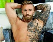 Blonde, bearded, sleeve, chest, wow.