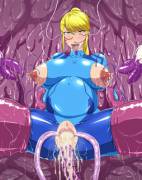 Samus turned into milky hive queen by tentacles