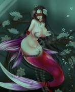 [Anime] Mermaid is bound, blindfolded, and milked underwater.