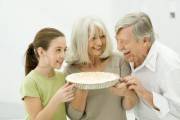 Agatha has a big juicy pie to share with her husband and her granddaughter.