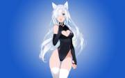 White fox girl in a black bunny outfit