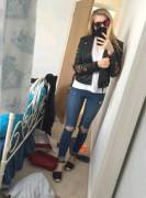 Tight jeans mirror selfie