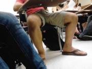 Sneaky classroom bulge...