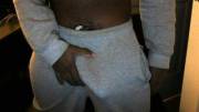 The classic sweatpant bulge. Often wear this in the gym