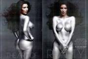 Kim Kardashian nude silver bodypaint