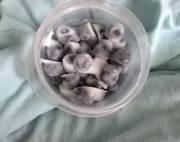 Blueberries + yogurt + freezer = a DELICIOUS healthy snack for little girls boys! Also fun to make! :D