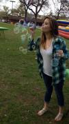 Today I got to play with bubbles at a carnival!
