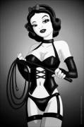 It's not porn, but hey. Snow White in lingerie with a whip. (X-post from r/rightinthechildhood)