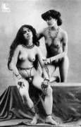 Two Vintage Slaves with Chains and Chastity Belts (x-post from /r/femalechastity)