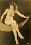 Gorgeous 1920s Nude on a Paper Moon by Xan Stark
