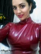 Close up of me in latex catsuit