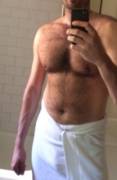 X-post from r/chest hair porn, I was told you all may like me. 6 foot 7 here.