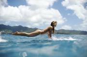 Coco Ho enjoys surfing naked