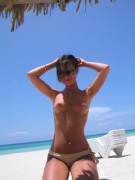 Topless chick with stylish sunglasses