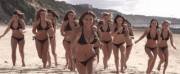 Black bikini babes running on the beach [gif]