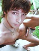 Twink on a bench