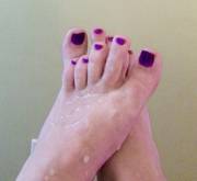 Someone came all over my pretty purple toes :)