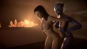 Liara and Miranda By The Fire