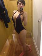 Trying on a new bathing suit