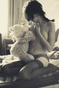 With her teddy