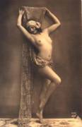 1920's erotic postcard, a Fan girl oh la la...