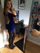 Blue dress mirror selfie