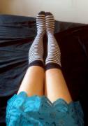 Pretty dress and knee socks ;)