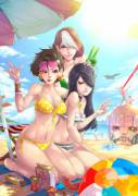 Jubilee, Rogue and X-23 at the beach by 13wishes (X-Men)