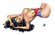 Wonder Woman in a classic pinup pose by artiststyle